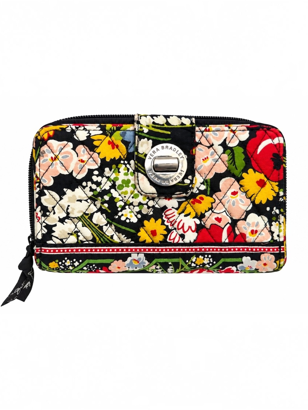 Vera Bradley Quilted Floral Turn Lock Zip Around Wallet Boho Multicolor